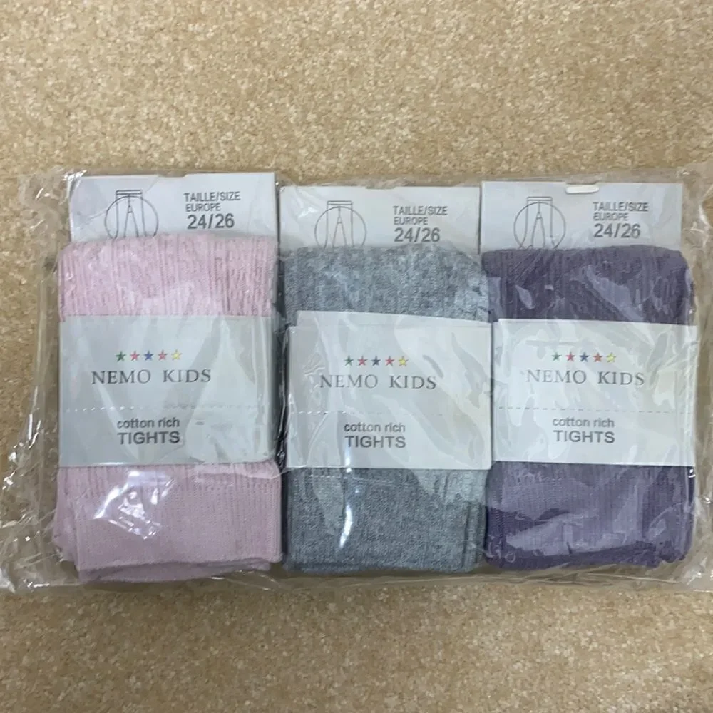 Girls Cable Knitted Ribbed Tights - Pack of 3